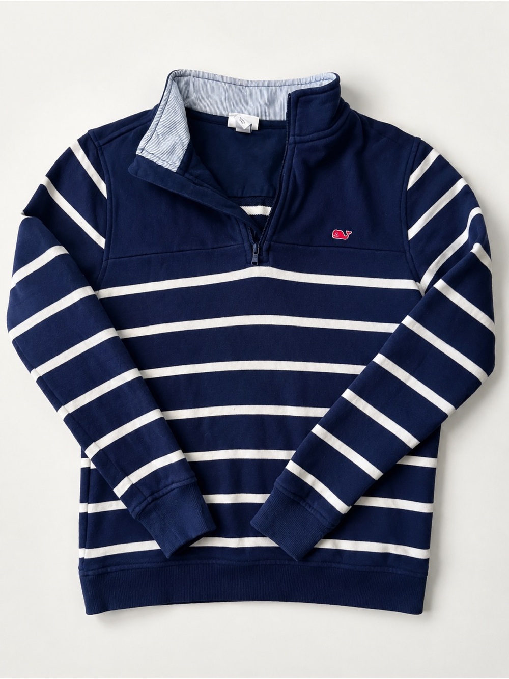 Kids Vineyard Vines Navy and White Striped Half-Zip Pullover